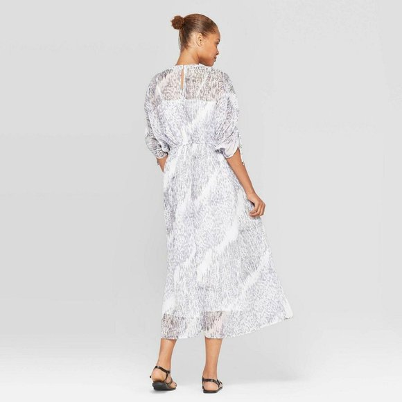 NWT Prologue Zebra Crewneck Midi Dress Large White - Picture 3 of 3